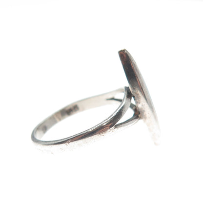 Old Pawn 925 Sterling Vintage Southwestern Real Turquoise Oxidized Ring Size 5