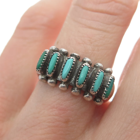 DANIEL ETSITTY Navajo Old Pawn 925 Sterling Silver Vintage Turquoise Ring Size 6