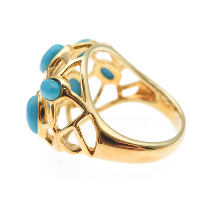 Tehya Oyama 925 Sterling Silver Gold Plated Real Turquoise Ring Size 8.25