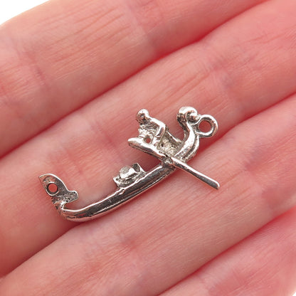 925 Sterling Silver Vintage Venetian Gondola Oxidized Charm Pendant