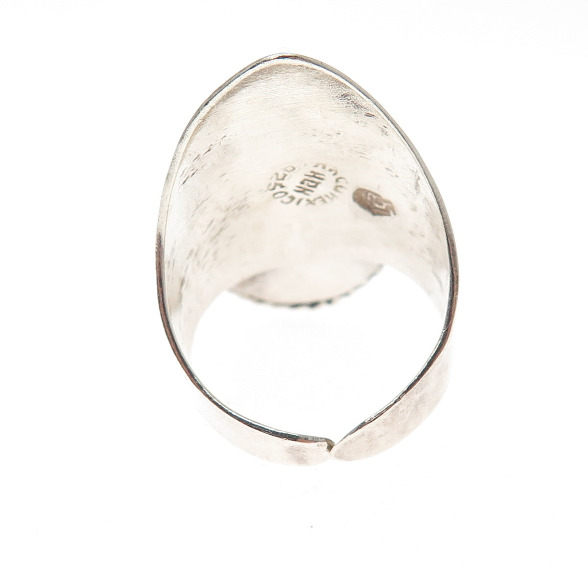 925 Sterling Silver Vintage Mexico Real Amazonite Adjustable Ring Size 8.75