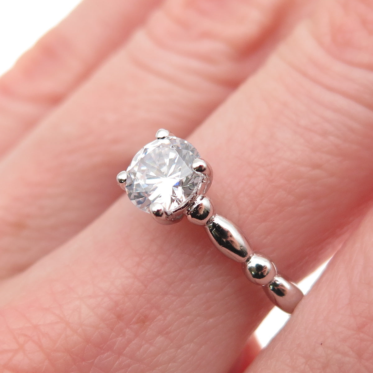 925 Sterling Silver Round-Cut C Z Engagement Bubble Ring Size 8.25