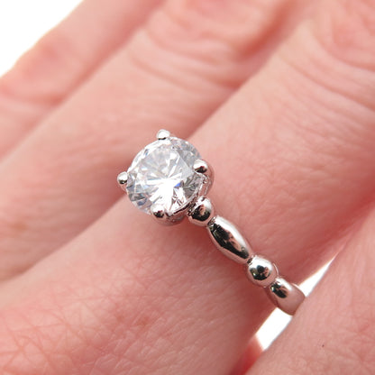 925 Sterling Silver Round-Cut C Z Engagement Bubble Ring Size 8.25