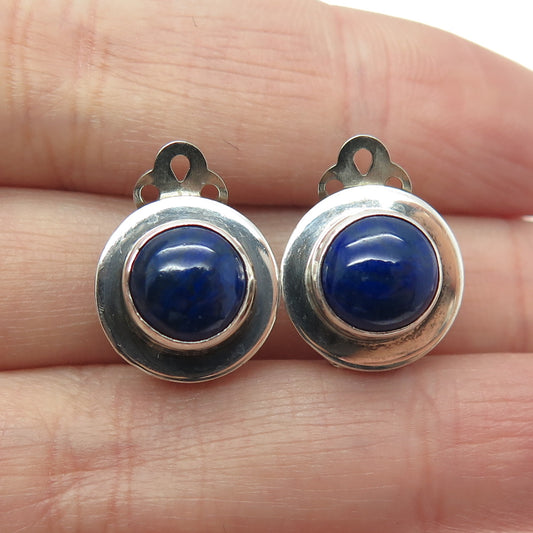 INCA Old Pawn Sterling Vintage Southwestern Lapis Lazuli Tribal Clip On Earrings