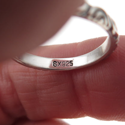 SX Sally C 925 Sterling Silver Vintage Seigaiha-Style Band Ring Size 7.25