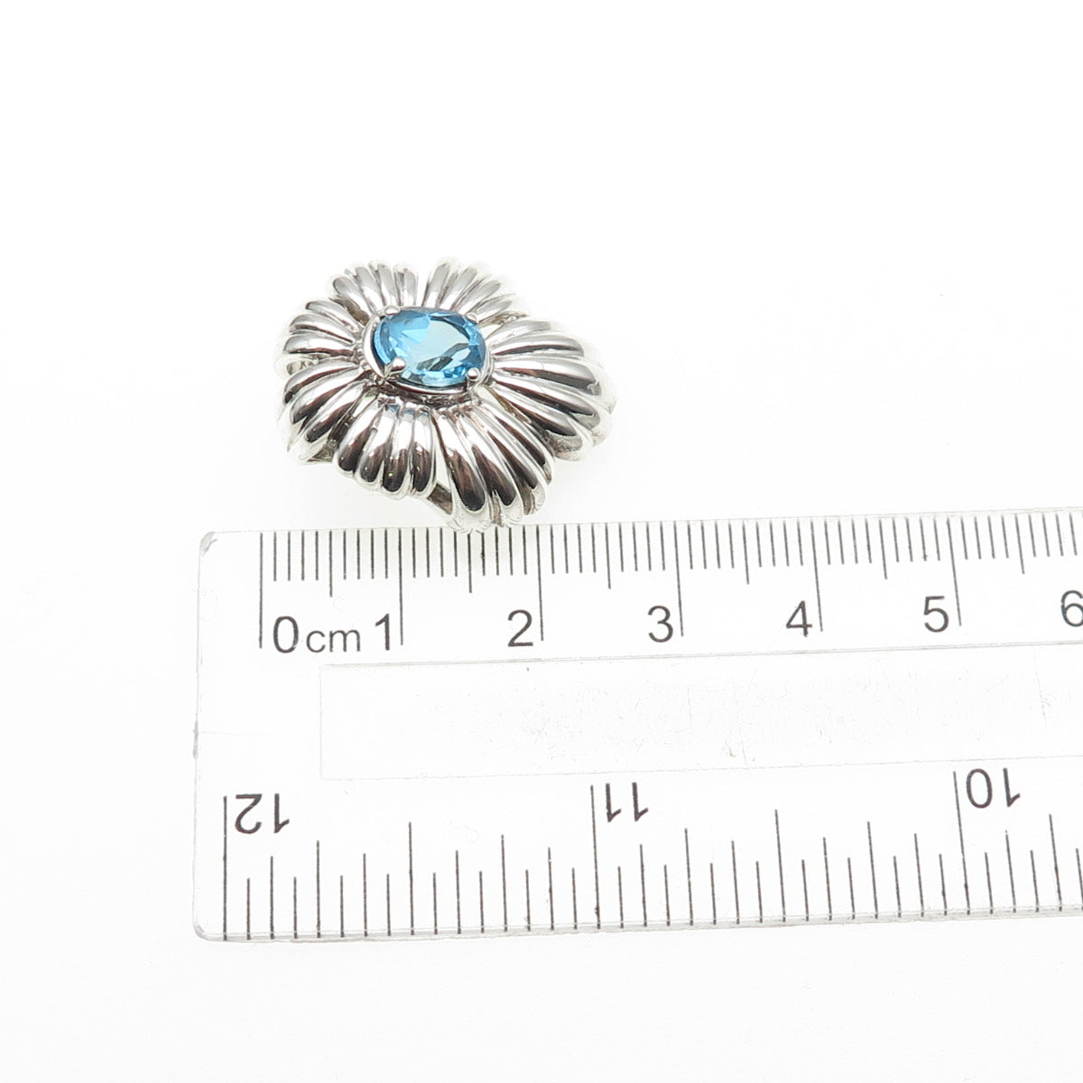 CNA PRANDA 925 Sterling Silver Vintage Real Blue Topaz Modernist Slide Pendant