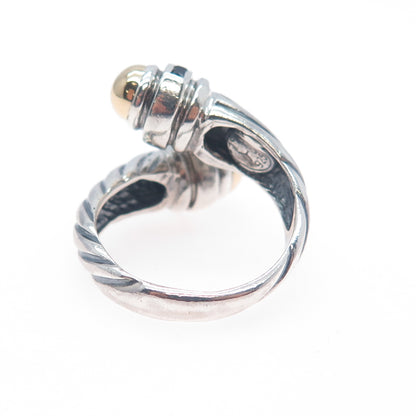 18K Gold 925 Sterling Silver Vintage Real Sapphire Adjustable Ring Size 6.5