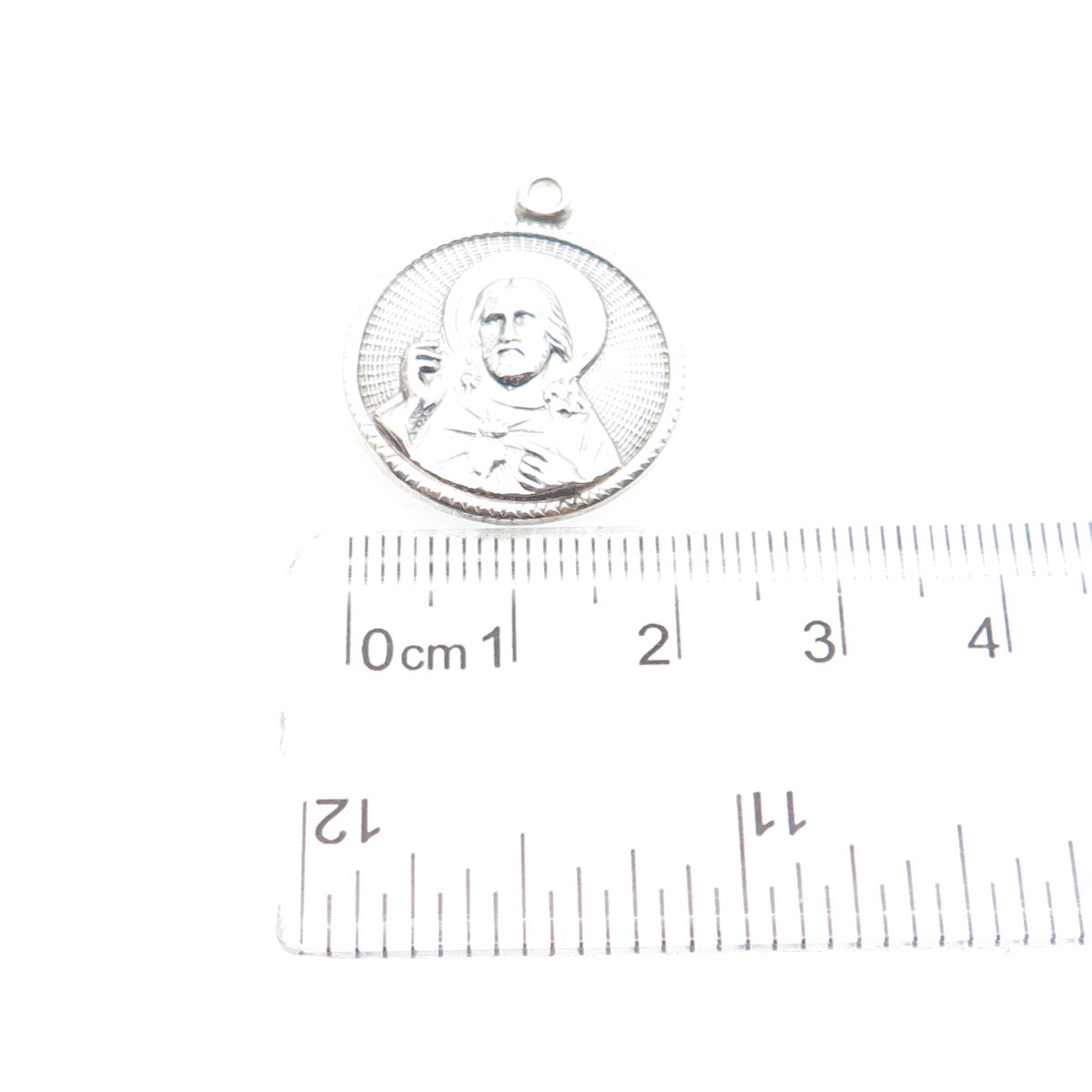 925 Sterling Silver Vintage St. Mary & Jesus Religious Medal Charm Pendant