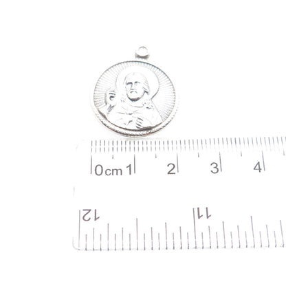 925 Sterling Silver Vintage St. Mary & Jesus Religious Medal Charm Pendant