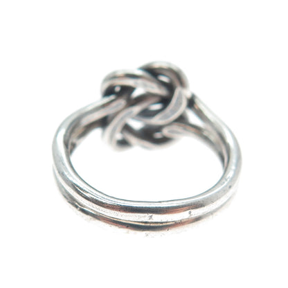 925 Sterling Silver Vintage Double Love Mariner Knot Oxidized Ring Size 5.5
