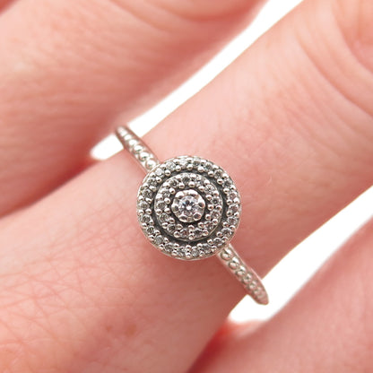 PANDORA 925 Sterling Silver Round-Cut C Z Radiant Elegance Ring Size 6