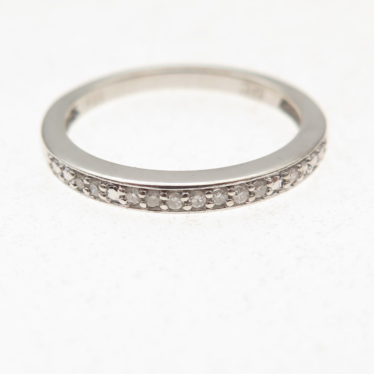 925 Sterling Silver Real Round-Cut Diamond Half Eternity Band Ring Size 7