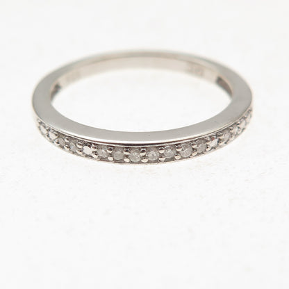 925 Sterling Silver Real Round-Cut Diamond Half Eternity Band Ring Size 7