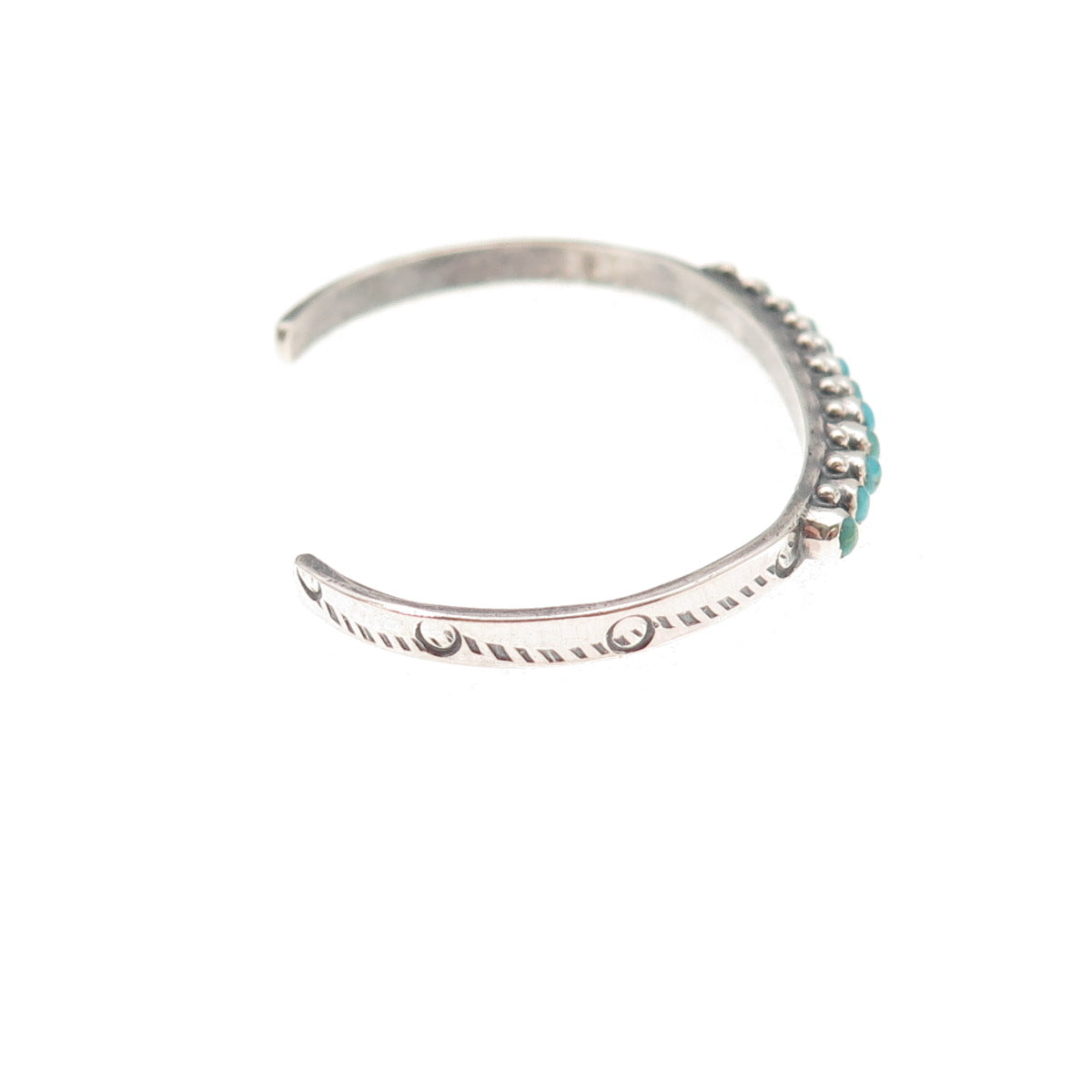 Old Pawn Sterling Silver Vintage Turquoise Snake Eye Adjustable Bracelet 4.25"