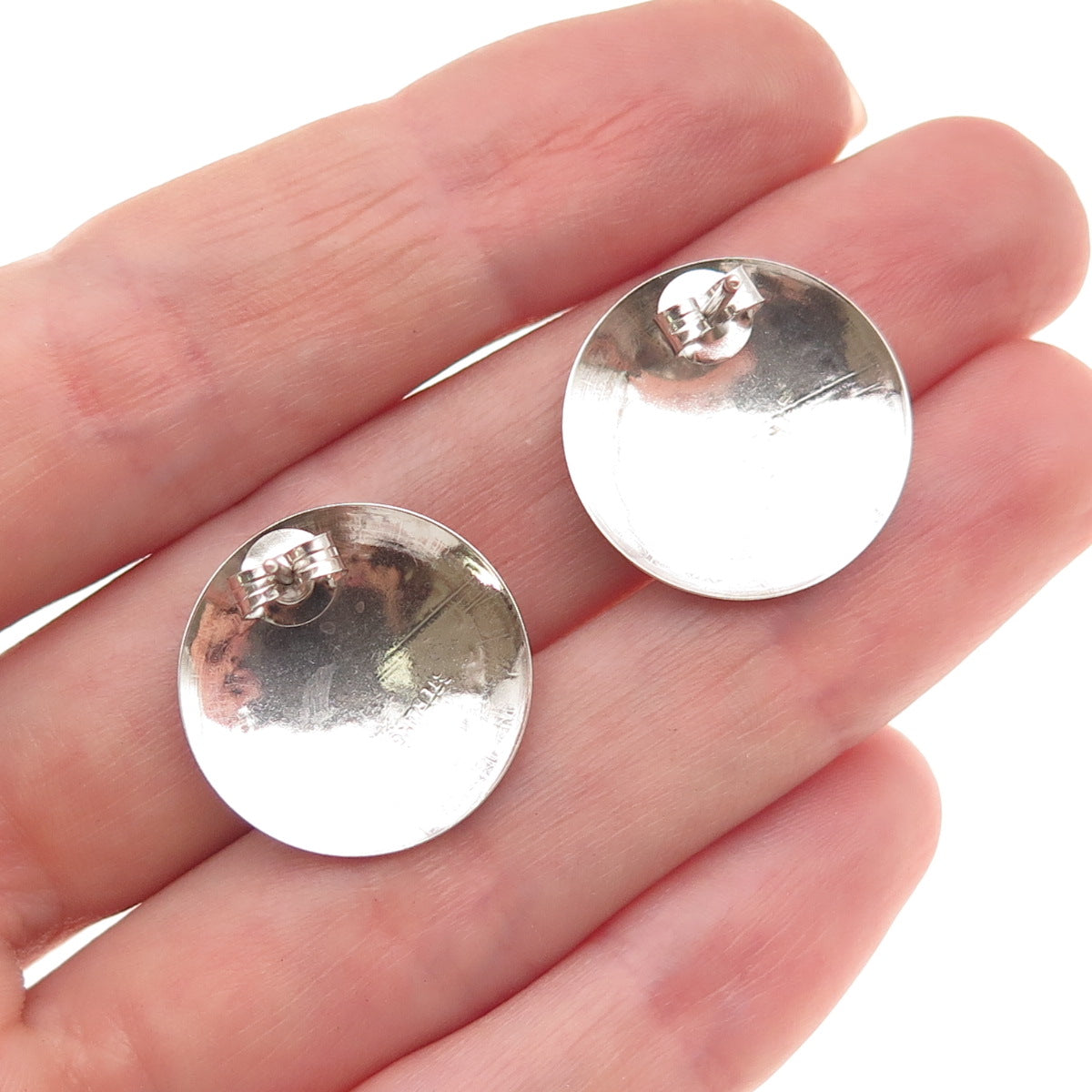 Old Pawn 925 Sterling Silver Vintage Southwestern Concho Tribal Earrings