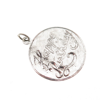 Griffith & Sons Co. Sterling Silver Vintage Mom Dad Happy Birthday Charm Pendant