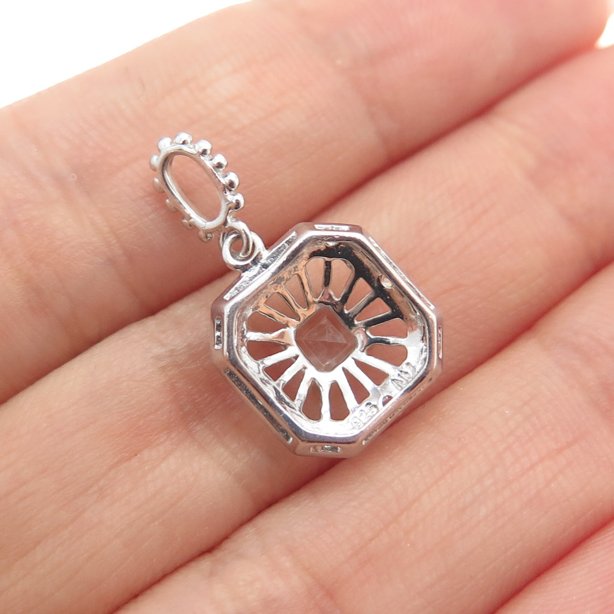 NEVADA 925 Sterling Silver Real Light Blue Aquamarine & C Z Mini Charm Pendant