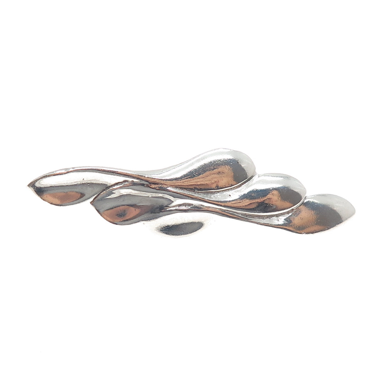 925 Sterling Silver Vintage Modernist Twisted Petal Pin Brooch