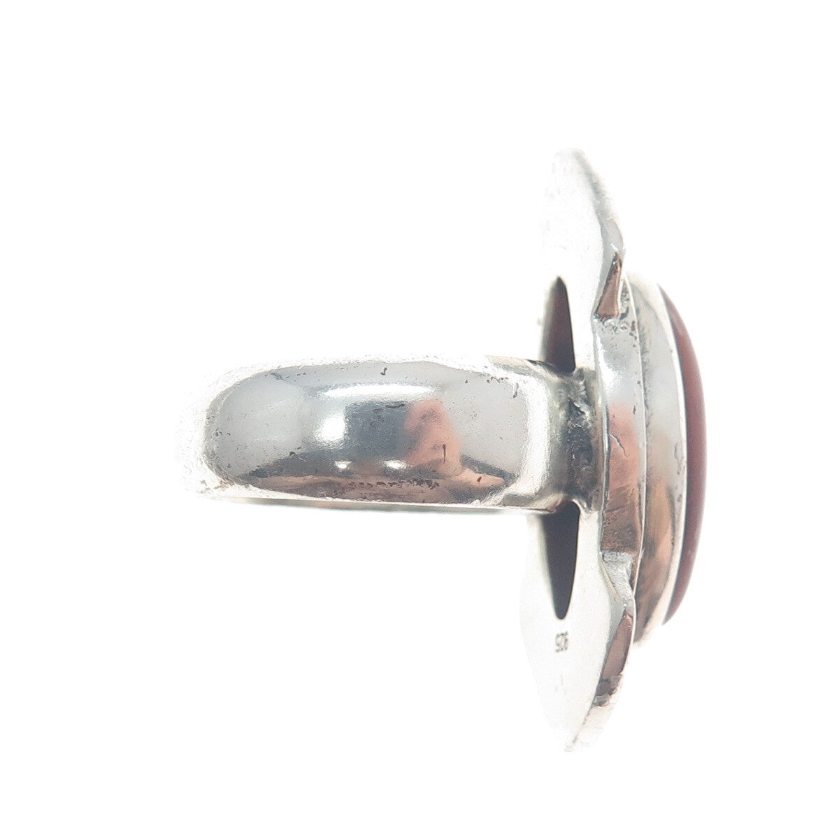 925 Sterling Silver Vintage Real Carnelian Modernist Arrow Ring Size 8
