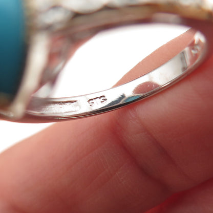 Chuck Clemency Sterling Silver 2-Tone Real Sleeping Beauty Turquoise Ring Size 8
