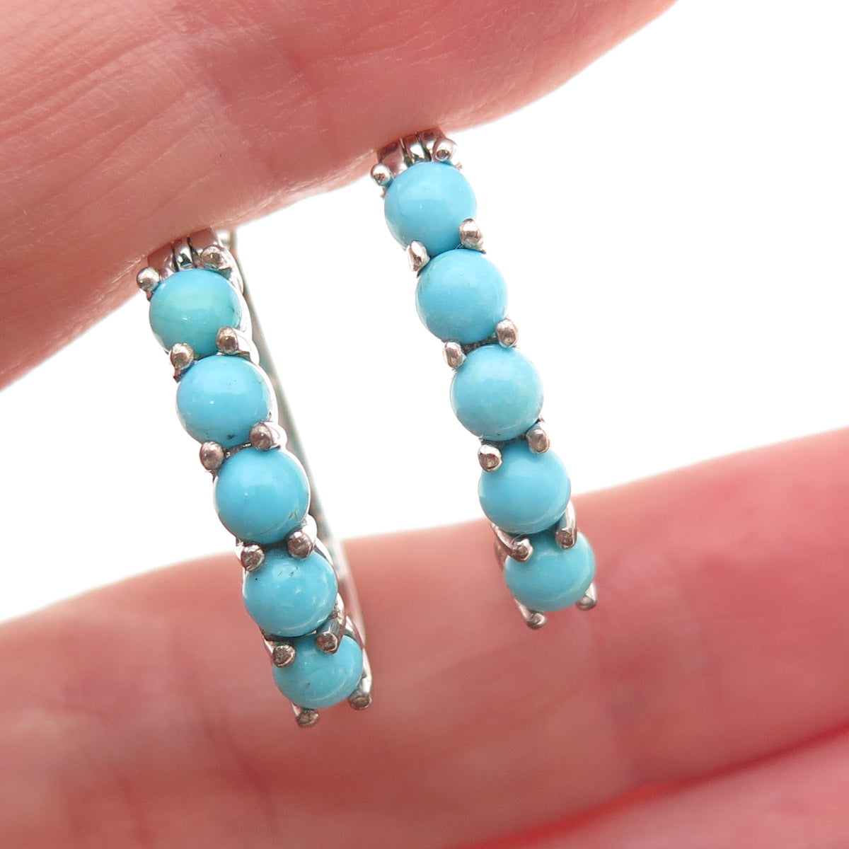 925 Sterling Silver Real Sleeping Beauty Turquoise Earrings