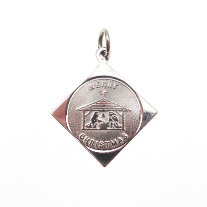 JEANOR 925 Sterling Silver Vintage Merry Christmas Nativity Mini Charm Pendant