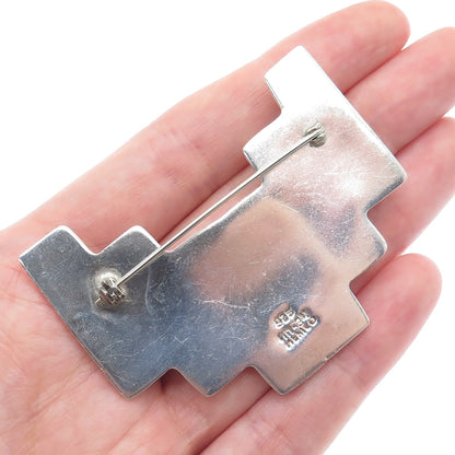925 Sterling Silver Vintage Mexico Modernist Bar V Shape Pin Brooch