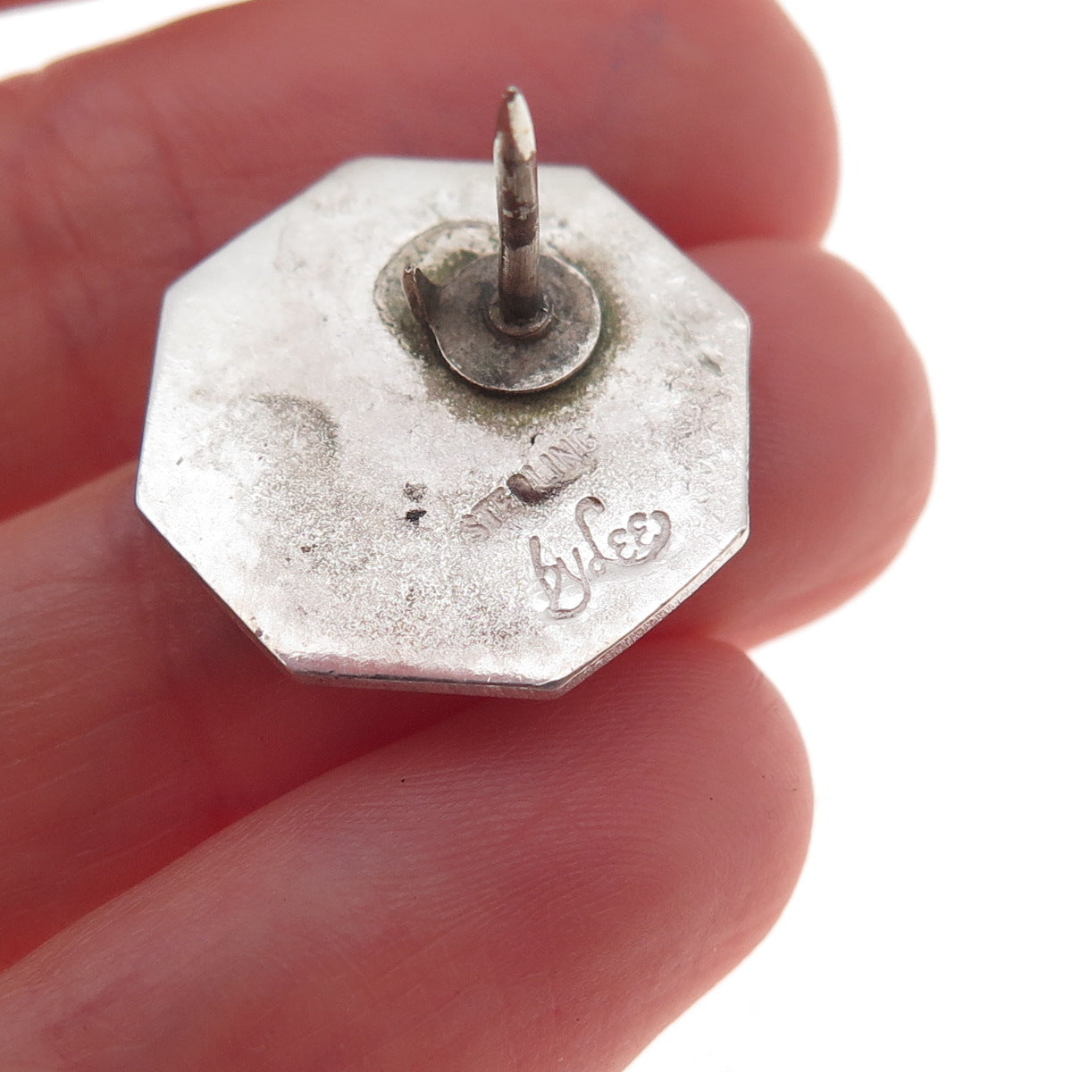 By Lee 925 Sterling Silver Vintage Peter the Great Handprint Tie Tack Lapel Pin