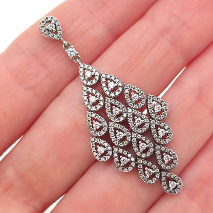 PANDORA 925 Sterling Silver Round-Cut C Z Cascading Glamour Slide Pendant