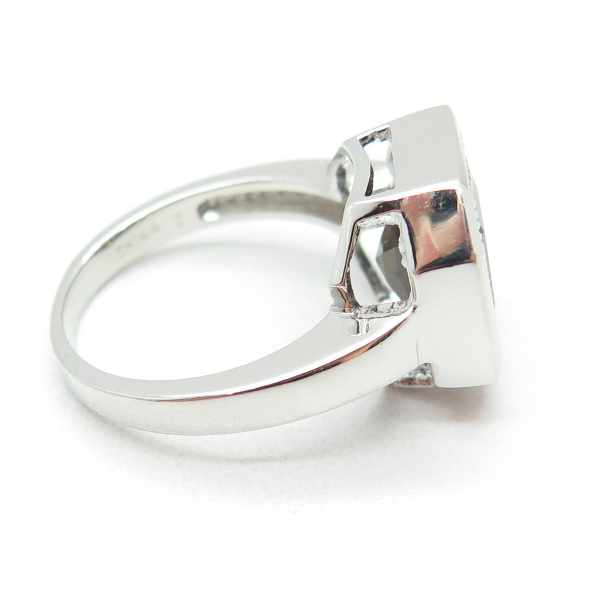 925 Sterling Silver Real Cushion-Cut Smoky Quartz Ring Size 7