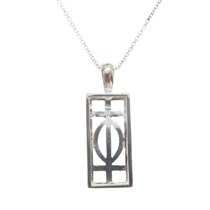 925 Sterling Silver Italy Celtic Symbol Bar Cable Chain Necklace 18"