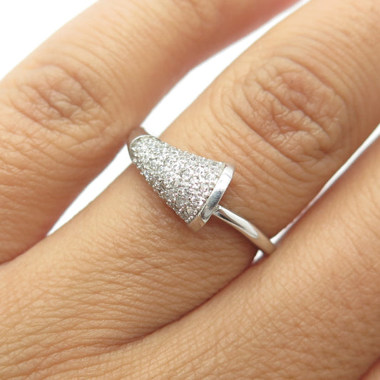 925 Sterling Silver White C Z Cluster Horn Ring Size 5.25