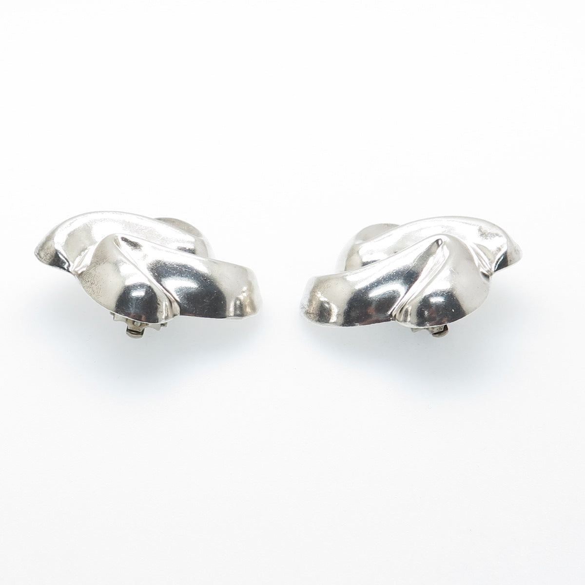 DULCE 925 Sterling Silver Vintage Mexico Modernist Clip On Earrings