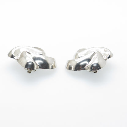 DULCE 925 Sterling Silver Vintage Mexico Modernist Clip On Earrings