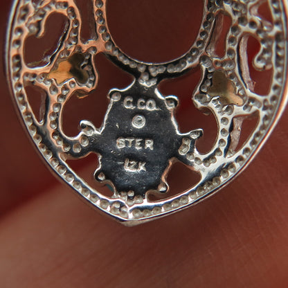 COLEMAN CO 12K Rose & Yellow Gold Sterling Silver Vintage Real Turquoise Pendant