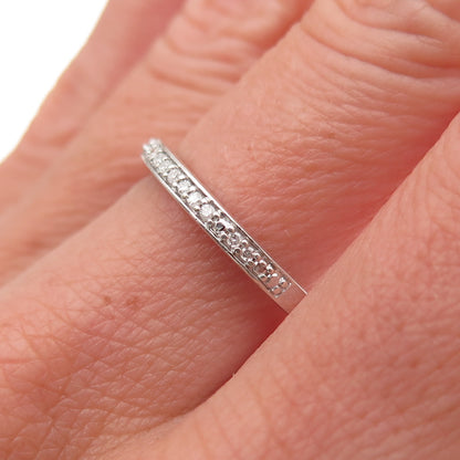 925 Sterling Silver Real Round-Cut Diamond Half Eternity Band Ring Size 7