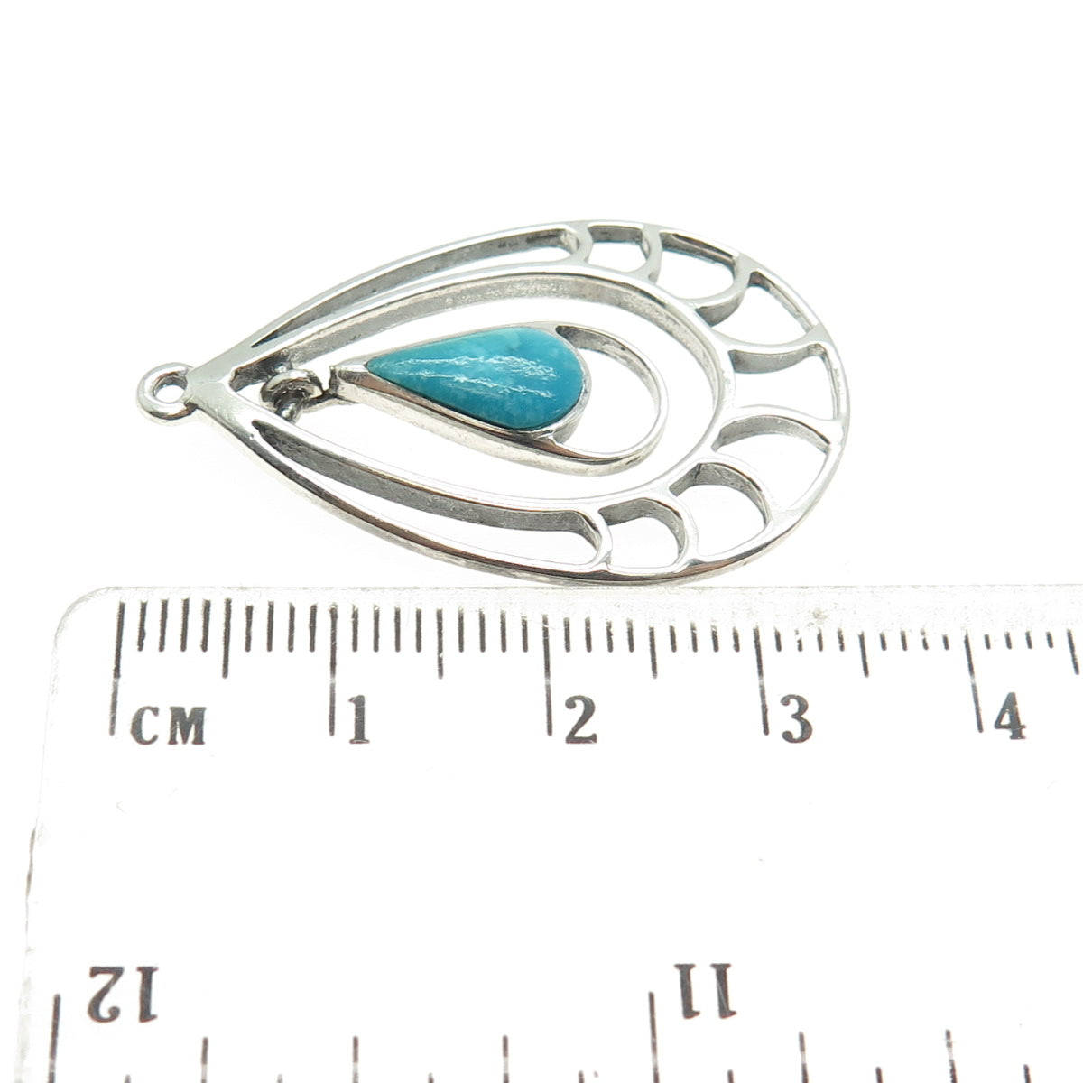 SILVER CLOUD Old Pawn Sterling Silver Vintage Turquoise Teardrop Tribal Pendant