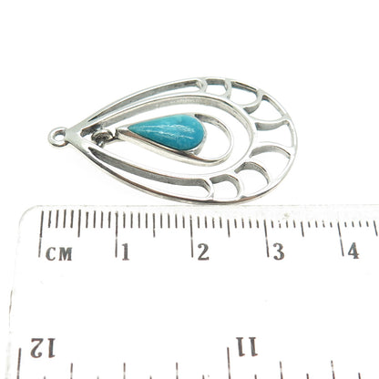 SILVER CLOUD Old Pawn Sterling Silver Vintage Turquoise Teardrop Tribal Pendant