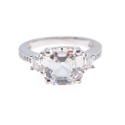 925 Sterling Silver Multi-Cut C Z Engagement Ring Size 7