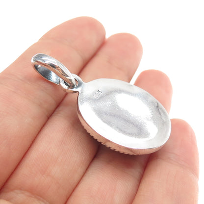 925 Sterling Silver Vintage Real Leopard Jasper Charm Pendant