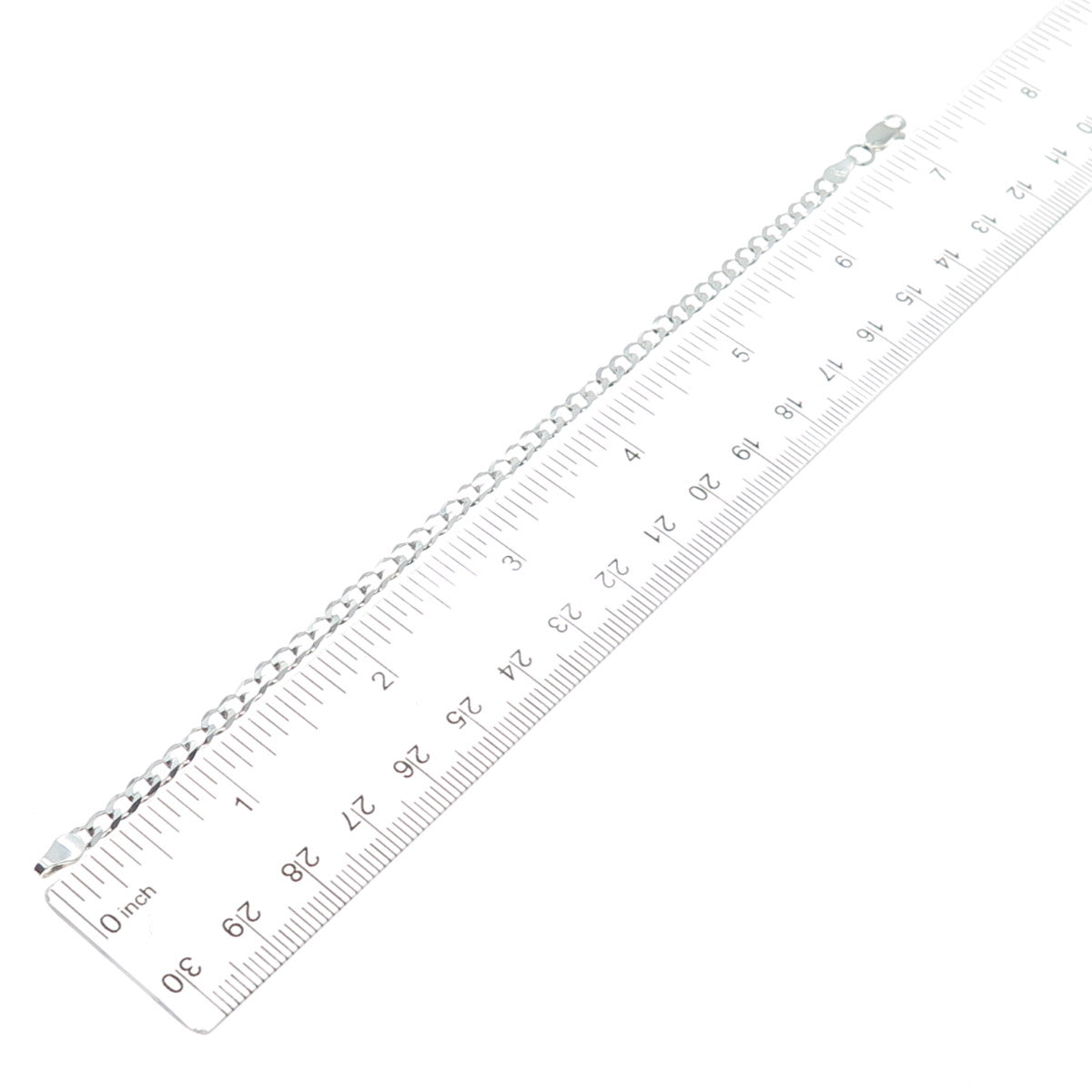 P. LUX 925 Sterling Silver Italy Diamond-Cut Flat Curb Link Bracelet 7"