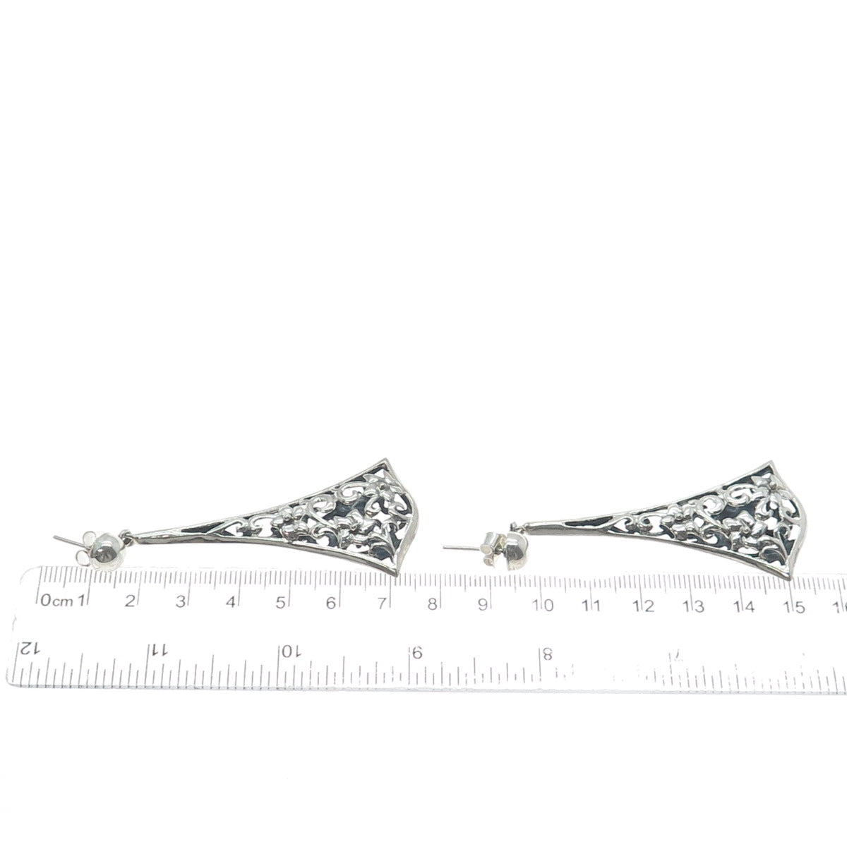 PLATELLA 950 Silver Vintage Floral Dangle Earrings