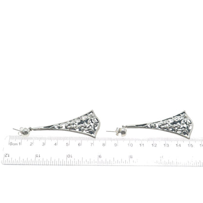 PLATELLA 950 Silver Vintage Floral Dangle Earrings