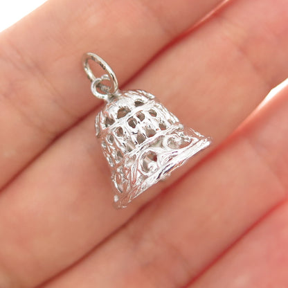 BEAU 925 Sterling Silver Vintage Bell Minimalist 3D Charm Pendant