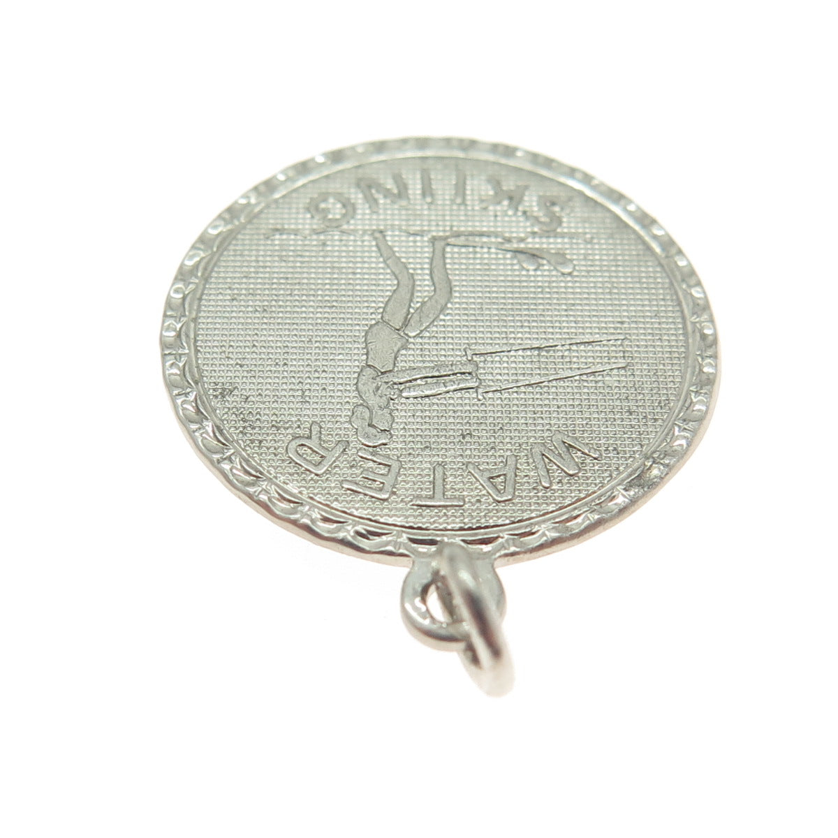 925 Sterling Silver Vintage "Water Skiing" Round Pendant