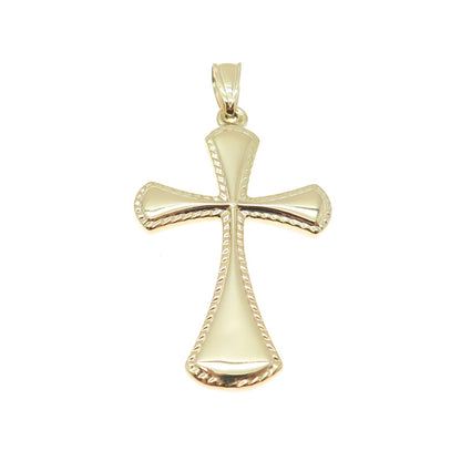 14K Yellow Gold Diamond-Cut Cross Religious Charm Pendant