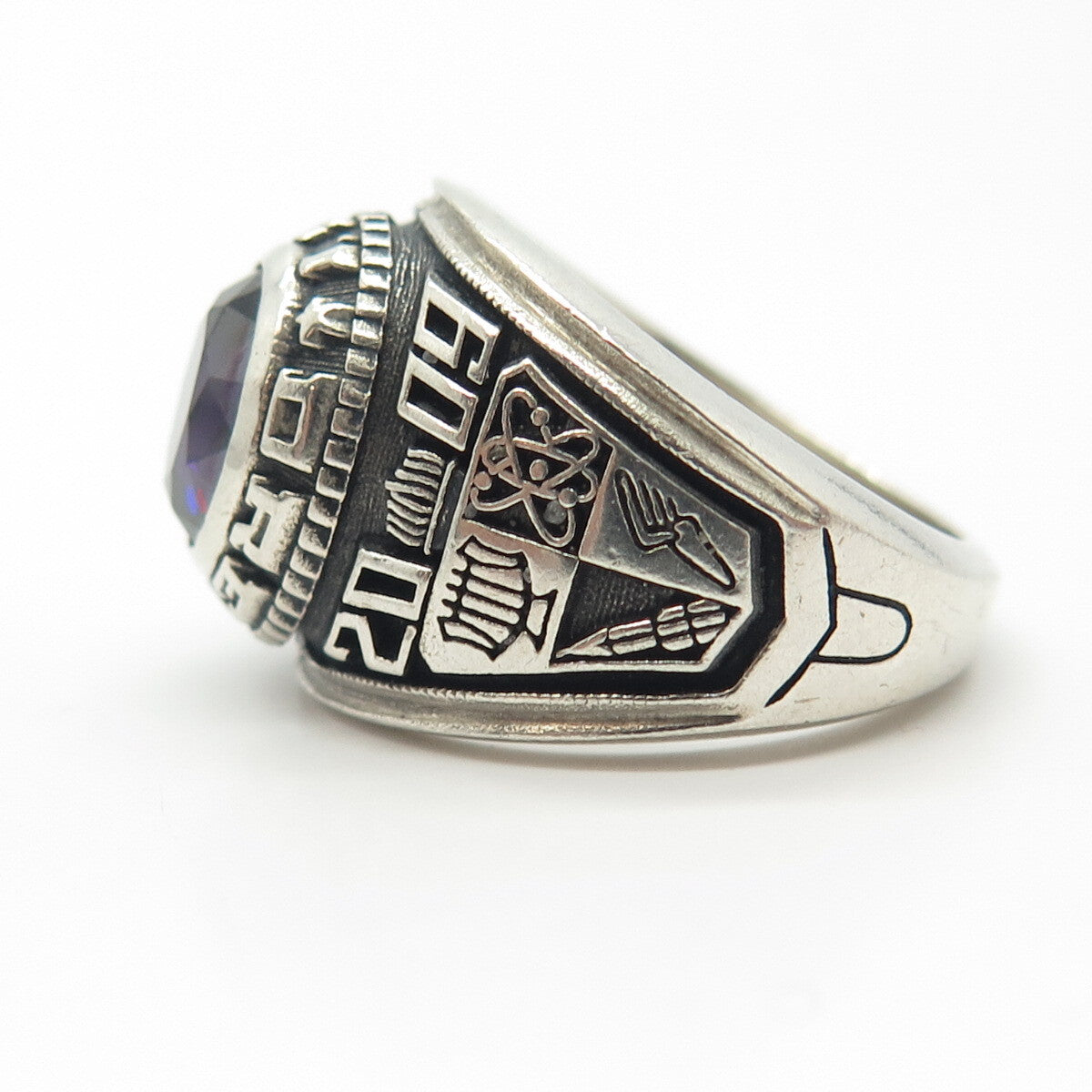 925 Sterling Silver Reed Black Spinel I.S. Dreyfus 2009 School Ring Size 8.5