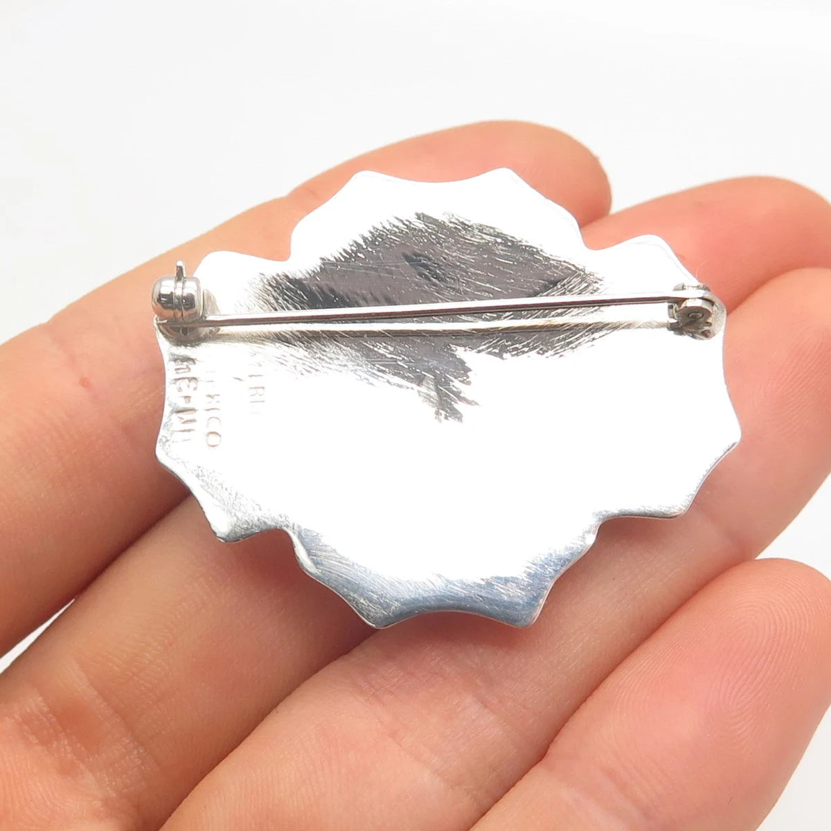 925 Sterling Silver Vintage Mexico Ribbed Bow Pin Brooch