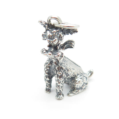 925 Sterling Silver Vintage French Poodle Dog 3D Charm Pendant