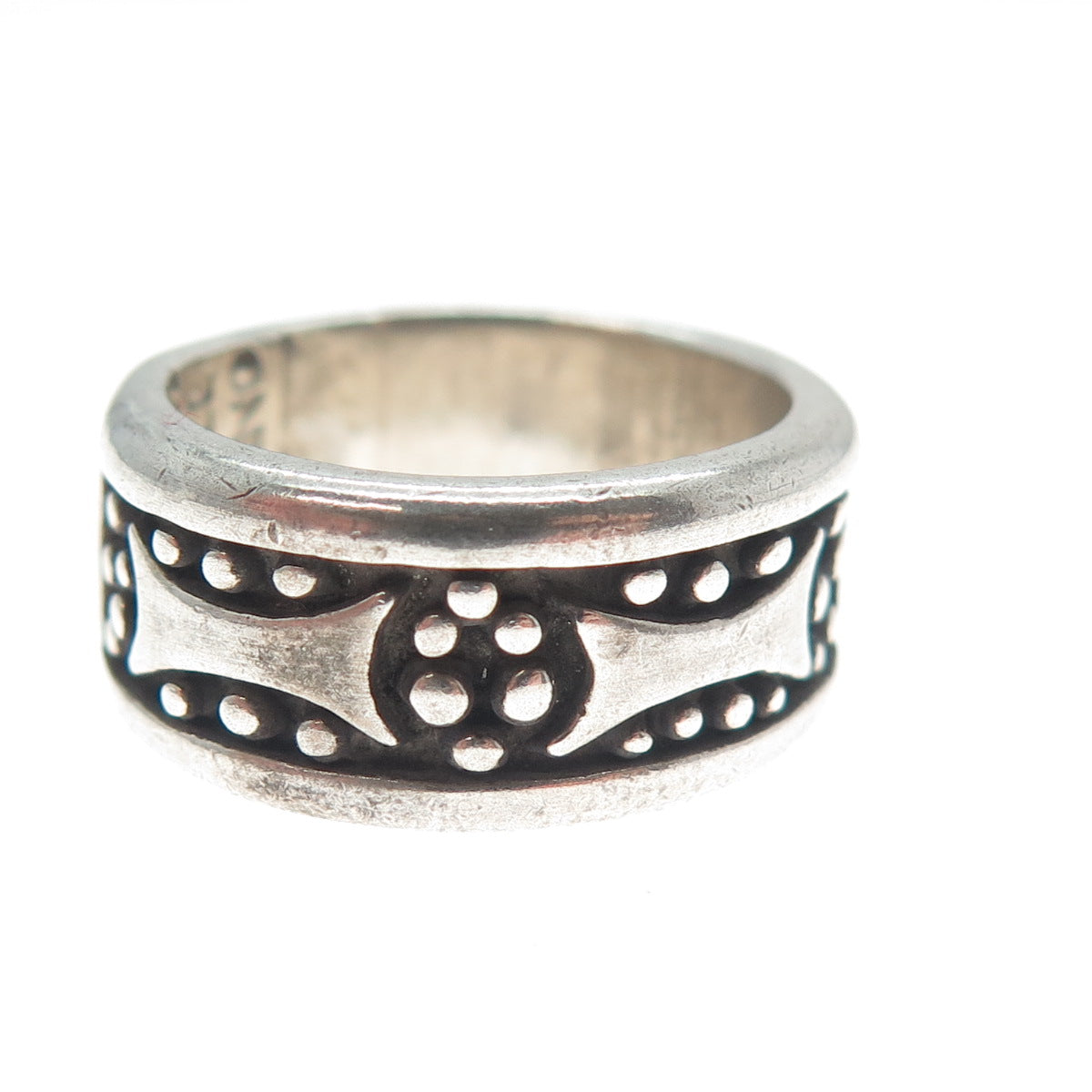LABELLE 925 Sterling Silver Vintage Modernist Oxidized Band Ring Size 7.25
